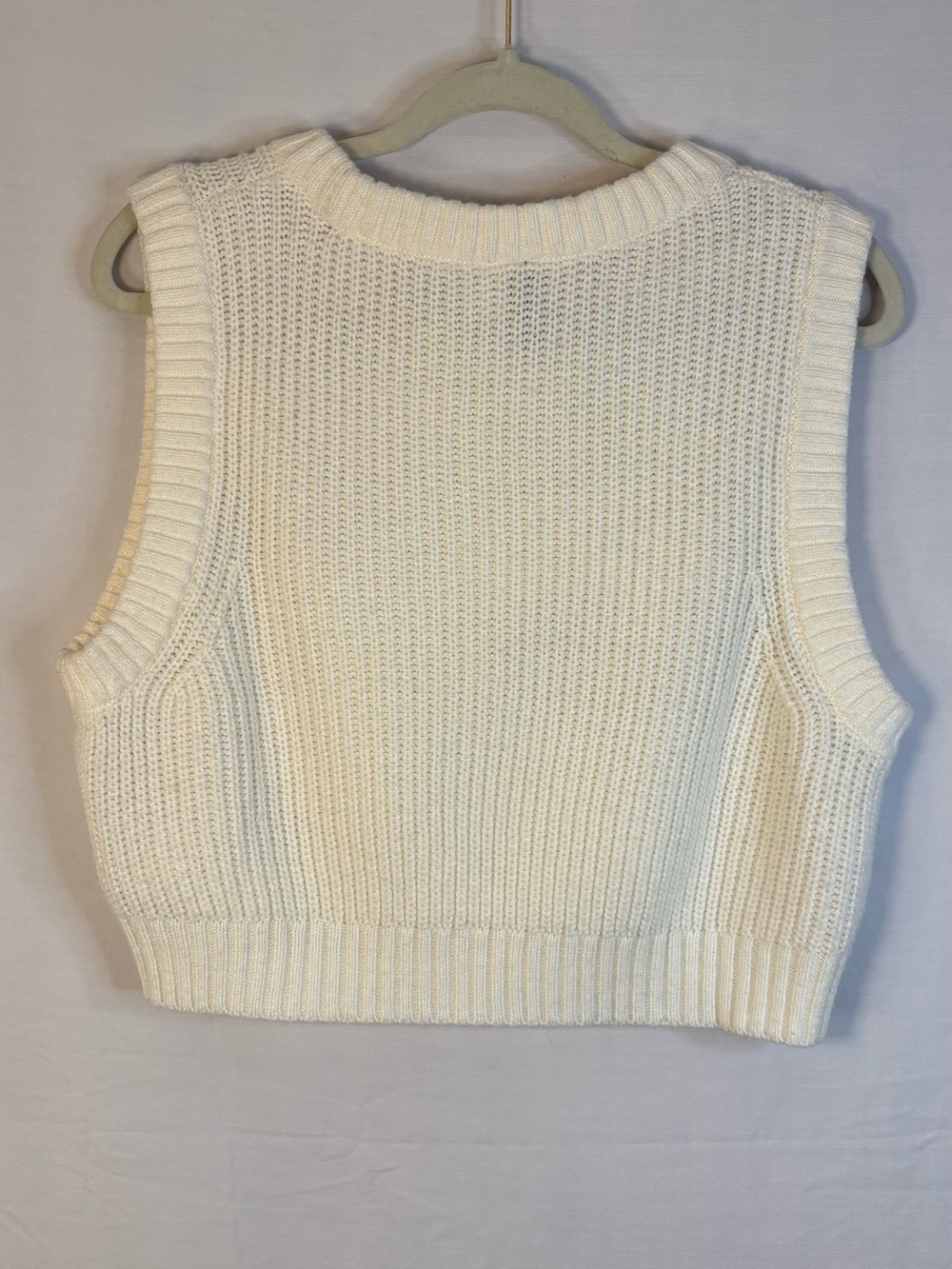 Divided Cream Ribbed Knit Cropped Tank - Picture 5 of 5